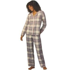 Medium Bed Head Grey, White & Pink Plaid Pajamas with side pockets - 100% cotton